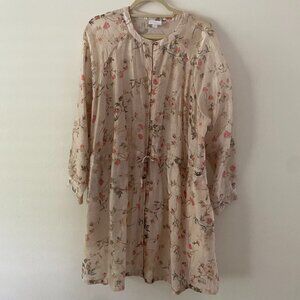 J.Jill Floral Linen Lightweight Button Tunic Dress Botanical Plus 2X